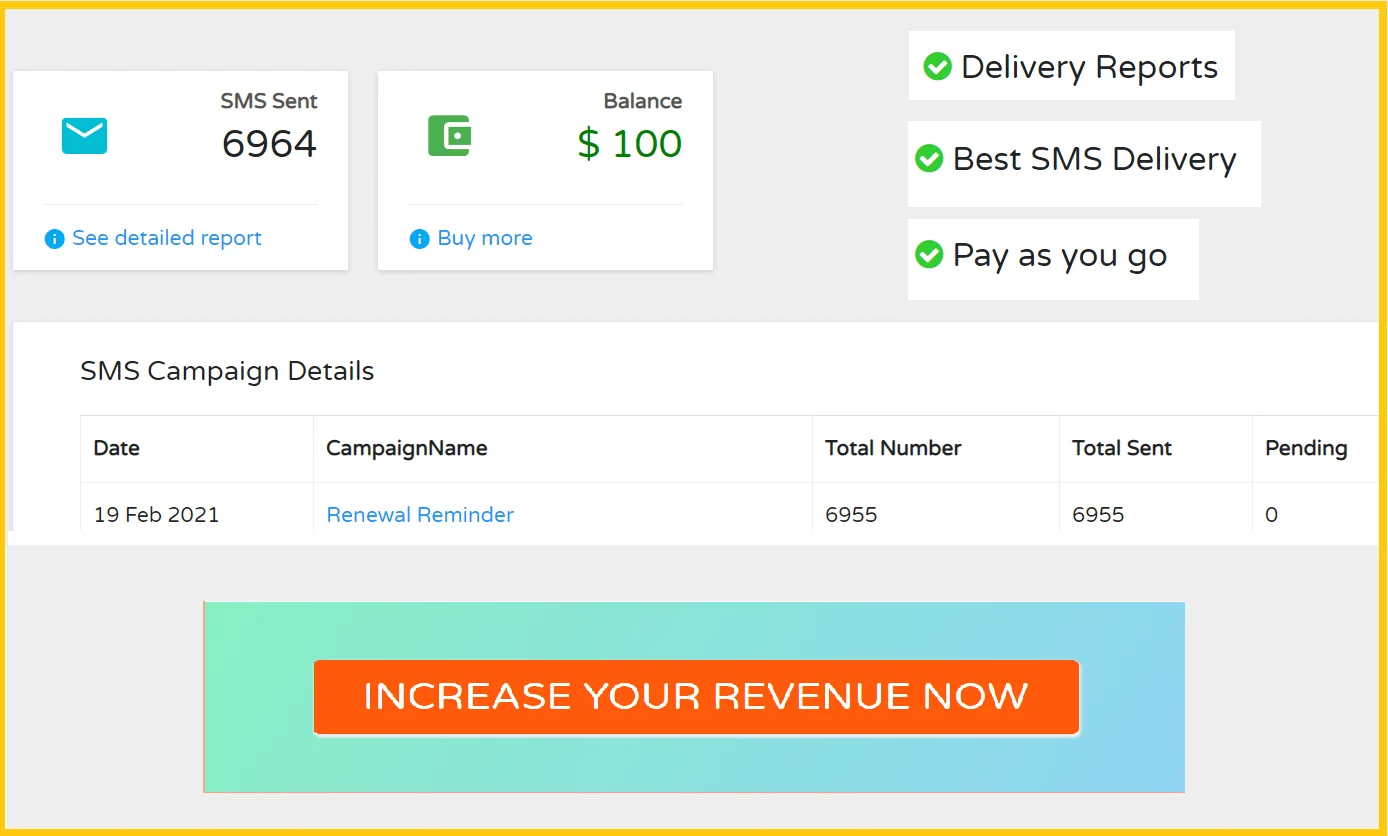 sms markeing software dashboard